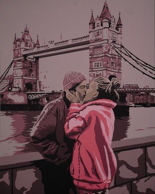 Peter Seminck: 'kiss from a rose', 2020 Acrylic Painting, Love. Paris is not the only city of love . . . ...