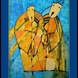 Lubomir Korenko: 'Duett', 2006 Acrylic Painting, Abstract Figurative. Artist Description:  Watercolour paints ...