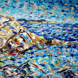 Antonino Puliafico: 'la mer', 2021 Oil Painting, Landscape. Artist Description: My painting is quick, to be consumed quickly, but of prolonged visual aftertastes that blend and change each time you observe the work, The purity of the pigments applied invites the viewer to stare at the work to begin to see the colors dance and convey emotion.Mixing ...