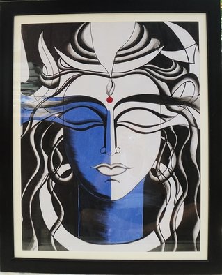 Artist: Pushkar Saxena - Title: lord shiva acrylic painting - Medium: Acrylic Painting - Year: 2017