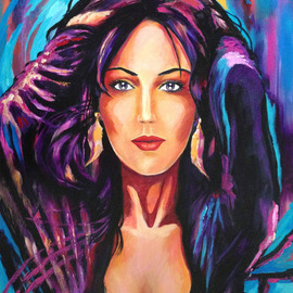 David Smith: 'Purple Feather Woman', 2013 Acrylic Painting, Animals. Artist Description:  Purple Feather Woman, Glamour, Colourful Beautiful ...