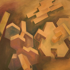 Racheal Yang: 'Flying Bricks', 2008 Oil Painting, Architecture. 
