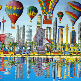 Raphael Perez: 'tel aviv skyline painting ', 2014 Acrylic Painting, Cityscape. Artist Description: Naive Tel Aviv Paintings by Raphael Perez A Colorful and Charming View of the CityRaphael Perez is an Israeli artist who is known for his naive paintings of urban landscapes, especially Tel Aviv.  He paints the city with bright colors, simple shapes, and child- like perspective, showing ...