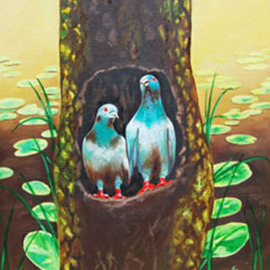 Ragunath Venkatraman: 'LOVE BIRDS', 2010 Oil Painting, Birds. Artist Description:  LOVEE BIRDSSIZE 1824. UNFRAMED. OIL ON CANVAS BOARD. PAYMENT ThroughPAYPAL WIRE TRANSFER  BANKERi? 1/2S CHEQUE.SHIPPING shipping worldwide within 7 working days after receiving the payment.PACKING All our paintings are professionally packed in the great care to ensure safe delivery thro International courier. ...