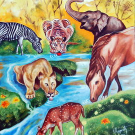 Ragunath Venkatraman: 'an unity', 2018 Oil Painting, Animals. Artist Description: An UNITYSize: 20x16aEUR. Original  painting   oil on canvas. New 2018.  Unframed.  Rolled.  signed. PAYMENT: Through  PAYPAL NEFTSHIPPING: Free shipping worldwide within 5 working days  after receiving the payment. PACKING:  All our paintings are professionally packed in the great  care to ensure safe delivery through International  courier....