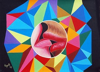 Artist: Ragunath Venkatraman - Title: kissing on the lips - Medium: Oil Painting - Year: 2016