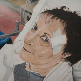 Isaac Levenbrown: 'Pedestrian vs Auto', 2012 Acrylic Painting, People. Artist Description:  recovery, hospital, man, auto, suffering ...