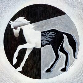 Rajesh Shah: 'horse 1322', 2013 Acrylic Painting, Animals. Artist Description: As the painter ofHorse , I chose to present the subject in a contemporary black and white style to emphasize its timeless elegance and power.  By stripping away color, I aimed to highlight the intricate details of the horse s form and capture its essence in a minimalistic yet ...