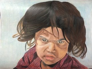 Rajinder Singh: 'my rights', 2018 Pencil Drawing, Children. Poverty leads to anger and ask questions to society, God didn t made rich and poor than who does ...