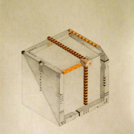 Dmitry Rakov: 'Cubic clock', 2006 Pencil Drawing, Geometric. Artist Description: Cubic clock ( 9- 00) ( 2004- 2006)The style - IMP ART ( Impossible ART)Graphic: Indian ink + pencil + crayonPaper: stamping 