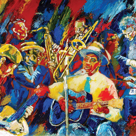 Ralph Megginson: 'blues session', 2016 Acrylic Painting, Music. Artist Description: Acrylic painting on canvas ...