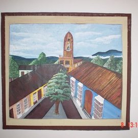 Ramona Marquez Ramraj: 'Church and Town', 2002 Acrylic Painting, Architecture. 