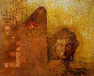 Artist: Ram Thorat - Title: Enlightened Buddha - Medium: Acrylic Painting - Year: 2011