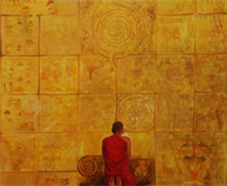 Ram Thorat: 'Knowing your self within ', 2011 Acrylic Painting, Spiritual.         Indian contemporary art, spiritual art, Buddha Paintings, painting on Buddha life,         ...