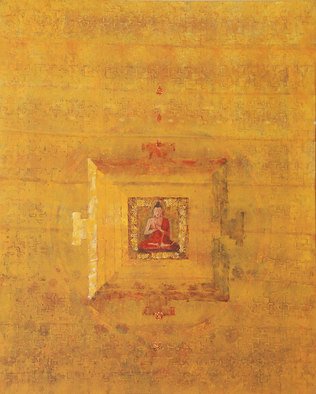 Artist: Ram Thorat - Title: Preaching Buddha1 - Medium: Acrylic Painting - Year: 2011