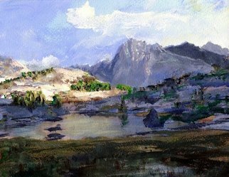 Randy Sprout: 'High Lake', 2015 Acrylic Painting, Mountains.  9X12 Acrylic Sketch on # 140 Strathmore ...