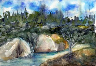 Randy Sprout: 'point lobos after the fire', 2023 Painting, Seascape. 9X12 Watercolor on  140 Fabriano ...