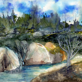 Randy Sprout: 'point lobos after the fire', 2023 Painting, Seascape. Artist Description: 9X12 Watercolor on  140 Fabriano ...