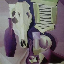 Raquel Davidovici: 'Naturaleza muerta', 1967 Oil Painting, Surrealism. 