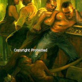 Ron Anderson: 'Disagreement at Joes Bar', 2002 Oil Painting, Figurative. Artist Description: Original oil painting by Ohio artist Ron Anderson. Painting entitled Disagreement at Joe' s Bar. Painting is priced and sold unframed. Buyer is responsible for all shipping fees, insurance costs and any applicable sales tax and duties. Artist reserves all rights to reproduction and copyright....