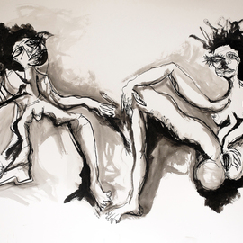 Raul Canestro Caballero: 'THE PAINTER AND THE MODEL', 2015 Ink Painting, Abstract Figurative. Artist Description: Painting Ink and Watercolor on paper Arches 356 g/ m2                                                                   ...