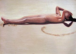 Rebeca Calvogomez: 'Felicidad I', 2010 Pastel, nudes. Happiness, sometimes ephemeral, sometimes eternal; I find you in the sun, the sky, the wind, and the sand in all the smells, touches and visual caresses.    ...