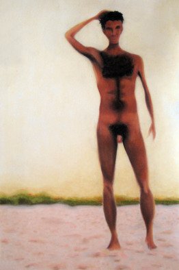 Rebeca Calvogomez: 'Felicidad II Man', 2010 Pastel, nudes. Happiness, sometimes ephemeral, sometimes eternal; I find you in the sun, the sky, the wind, and the sand in all the smells, touches and visual caresses.      ...
