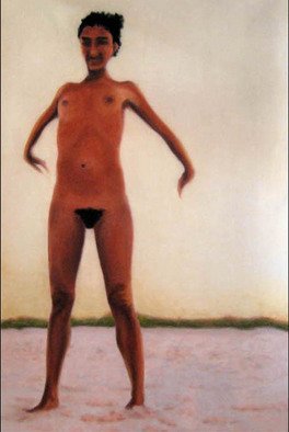 Rebeca Calvogomez: 'Felicidad II Woman', 2010 Pastel, nudes. Happiness, sometimes ephemeral, sometimes eternal; I find you in the sun, the sky, the wind, and the sand in all the smells, touches and visual caresses.       ...