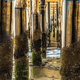 Dick Drechsler: 'under the boardwalk', 2018 Color Photograph, Seascape. Artist Description: This photograph was taken under the Ventura Pier in Southern California. ...