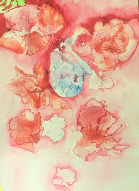 Artist Rebecca De Figueiredo. 'Pink Flowerbomb' Artwork Image, Created in 2016, Original Painting Oil. #art #artist