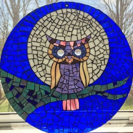 Alicia Tranquilli: 'owl mosaic', 2017 Other, Animals. Artist Description: Handmade Owl Mosaic with glass...