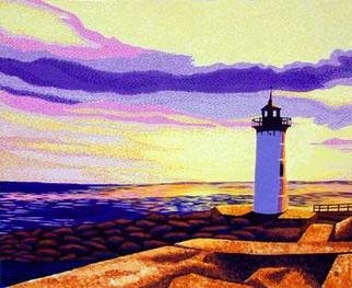 Renee Rutana: 'Newcastle Sunset', 2005 Acrylic Painting, Seascape. Lighthouse Art: This is a large brightly colored sunset seascape of the Newcastle Lighthouse in Portsmouth, New Hampshire. * Canvas has stapled sides. ...
