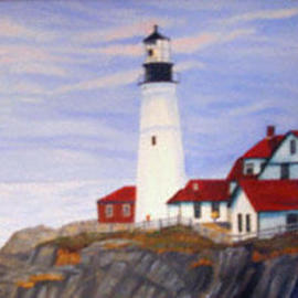 Renee Rutana: 'Portland Head Lighthouse', 2000 Oil Painting, Seascape. Artist Description: Because Edward Hopper is one of my favorite artists, I traveled to Portland, Maine to see his lighthouse. After seeing it, I decided to paint my version of it in honor of Edward. * Canvas has stapled sides....