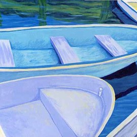 Renee Rutana: 'Singing the Blues', 2006 Acrylic Painting, Marine. Artist Description:  A bunch of dinghies at Cape Cod. Main colors are blues ( hence the title) . ...