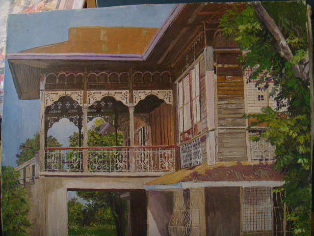 Reynaldo Gatmaitan  'Ancestral House', created in 2010, Original Painting Oil.