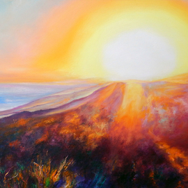 Richard Freer: 'dorset evening coastline', 2020 Oil Painting, Expressionism. Artist Description: Sunset on a Dorset coastline...