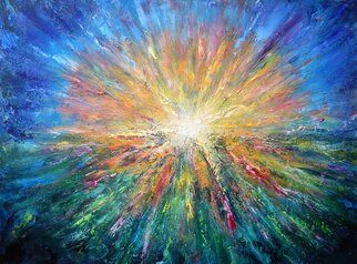 Richard Freer: 'positivity', 2021 Oil Painting, Expressionism. Explosion of texture and colour. ...