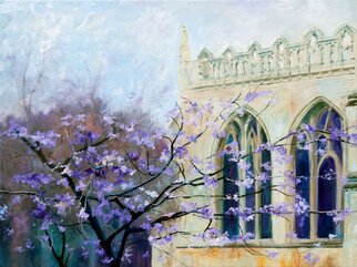 Richard Freer: 'purple blossom', 2023 Oil Painting, Expressionism. Detail from Peterborough Cathedral. ...