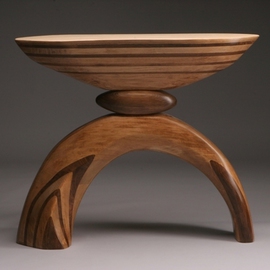 Robert Hargrave: 'Arch Table', 2007 Wood Sculpture, Abstract. Artist Description:  Arch Table is a massive sculptural furniture piece.  It is made from laminated and carved walnut and maple with minimal plywood.  It has a dark oil finish.  ...