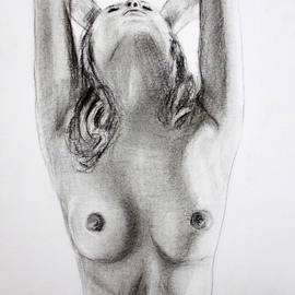 Ricardo Saraiva: 'Nude', 2015 Charcoal Drawing, nudes. Artist Description: nude, pencil, woman, graphite, paper ...