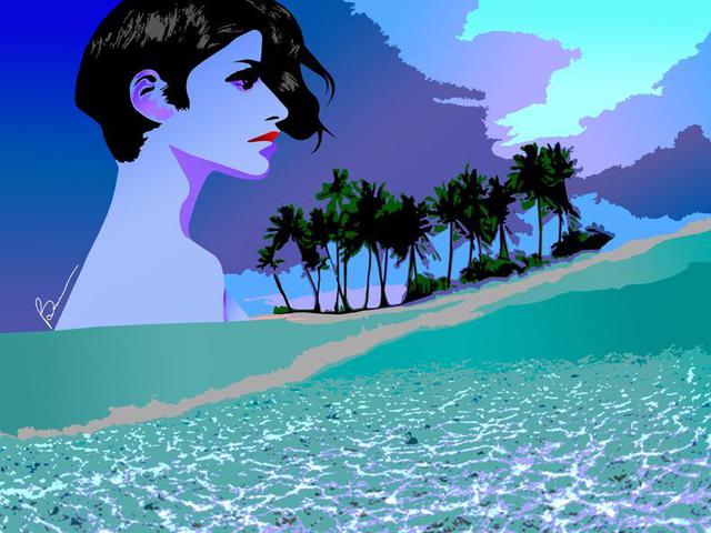 Artist Richard Brown. 'WOMAN ON ISLAND' Artwork Image, Created in 2012, Original Digital Art. #art #artist