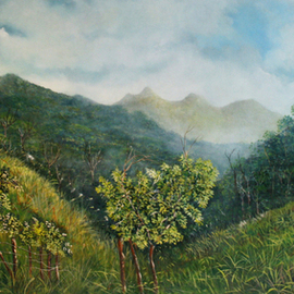 Ricardo Sanchez Beitia: 'Camino al Cerro Trinidad', 2010 Oil Painting, Landscape. 