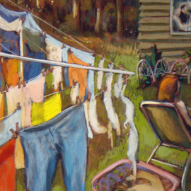 Ric Hall And Ron Schmitt: 'Wash On The Line', 2009 Pastel, Americana. Artist Description:  Wash On The Line is a collaborative work by artists Ric Hall and Ron Schmitt. Their paintings are done while working simultaneously, standing next to one another. Ric and Ron have been painting using this method for over 25 years. ...