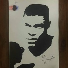 Rifath Fouz: 'wrestle pro', 2019 Ink Drawing, Famous People. Artist Description: The wonderful portrait drawing of one extraordinary wrestler and boxer  Mohammed Ali . ...