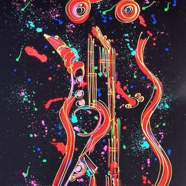 Robert Berry: 'Jazz Night Owl', 2013 Acrylic Painting, Music. Artist Description:    The Art of Jazz on canvas using acrylic and cern relief outliner paint.   ...