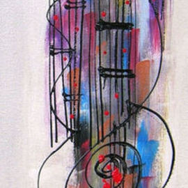 Robert Berry: 'Lady Guitar Soul', 2013 Acrylic Painting, Music. Artist Description:  The Art of Jazz on canvas using acrylic and cern relief outliner paint. ...