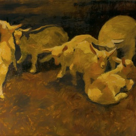 Robert Nizamov: 'Village', 2014 Oil Painting, Animals. Artist Description: Village, 100x120 cm, oil on canvas, Nizamov Robert...