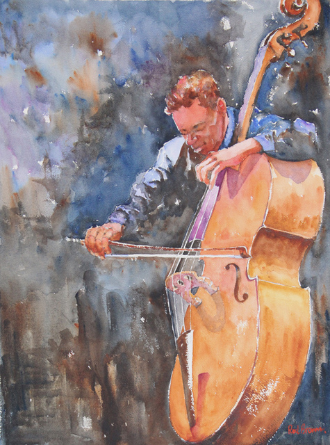 Artist Roderick Brown. 'Blues On Strings' Artwork Image, Created in 2011, Original Watercolor. #art #artist