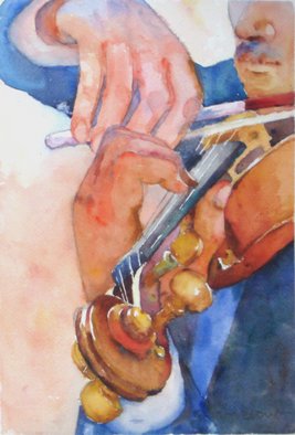 Roderick Brown: 'Hands at Play 1', 2011 Watercolor, Music.        one of my many music and hands focussed paintings       ...