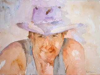 Roderick Brown: 'Outback Rider', 2004 Watercolor, Portrait. Australian cattleman...